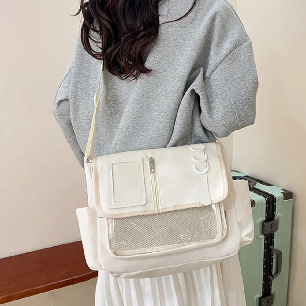 Japanese Transparent Itabag Badges Display Plate Crossbody Bag Casual Harajuku School Bag DIY