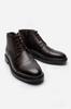 Men's Fashion Genuine Leather Thin Heeled Booties Brown Lace-up Zippered Boots Shoes