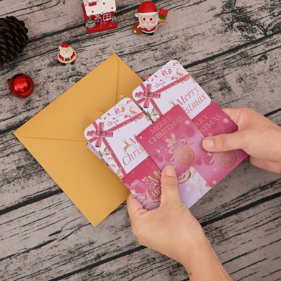 3D Pop Up Christmas Cards Pink Flamingo Holiday Greeting Cards Merry Christmas Gift Card