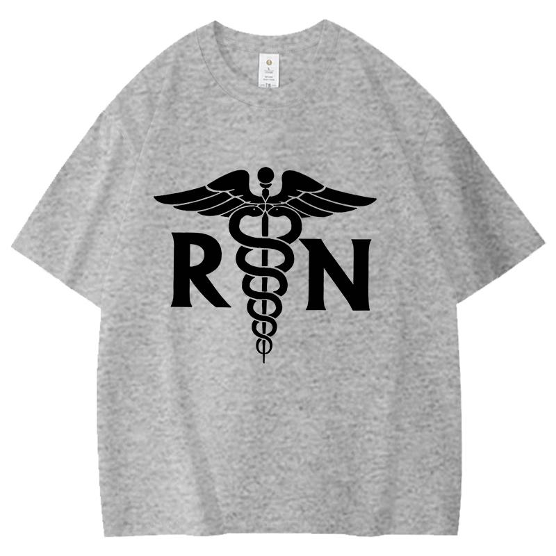New Hot Rn Caduceus Printed Tshirts Unisex Women Unisex Casual Loose Round Neck Creative Personalized Tshirts Summer Couples Top