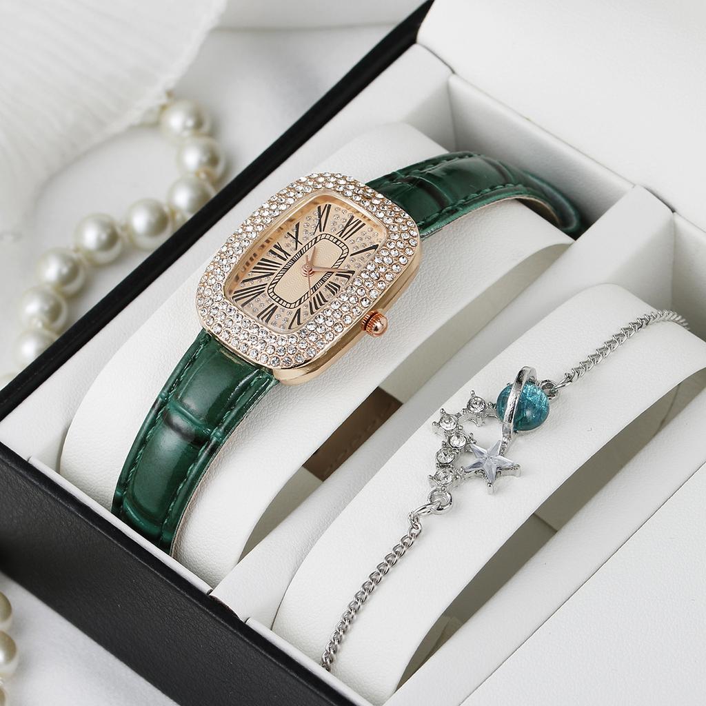 Роскошные кварцевые наручные часы с полным бриллиантовым паве, модный набор часов-браслетов, дизайнерские винтажные часы для женщин, Relogio Feminino