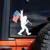 WSQ Sasquatch Bigfoot Rock On n Flag Vinyl Decal Sticker Premium Quality Vinyl Size 5-inch for Car Bumper Truck Van SUV Window Wall Boat Cup Tumblers