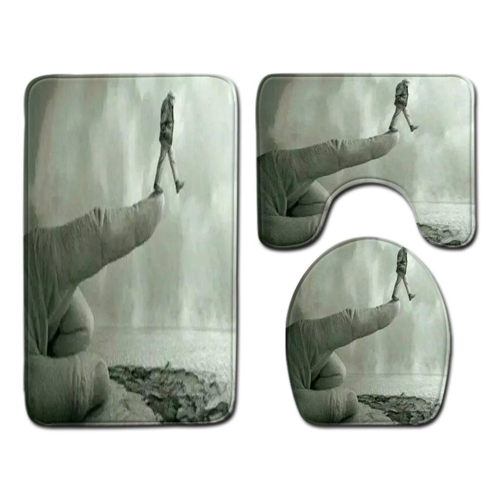 Философский смысл Коврик для пола в ванной Комнатный ковер из трех частей Набор ковриков для туалета Придверный коврик Нескользящий коврик для ванной