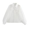 2024 Autumn Women's European-American Style Organza Flower See-Through Shirt