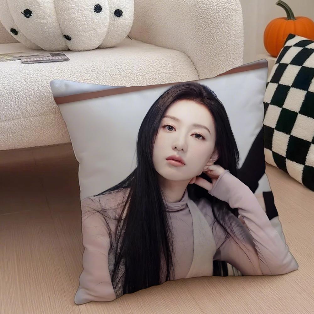 Talented Korean Beautiful Actress KKim Ji Won Cushion Cover Throw Pillow Cover Hidden Button Durable Polyester Chair Cushion