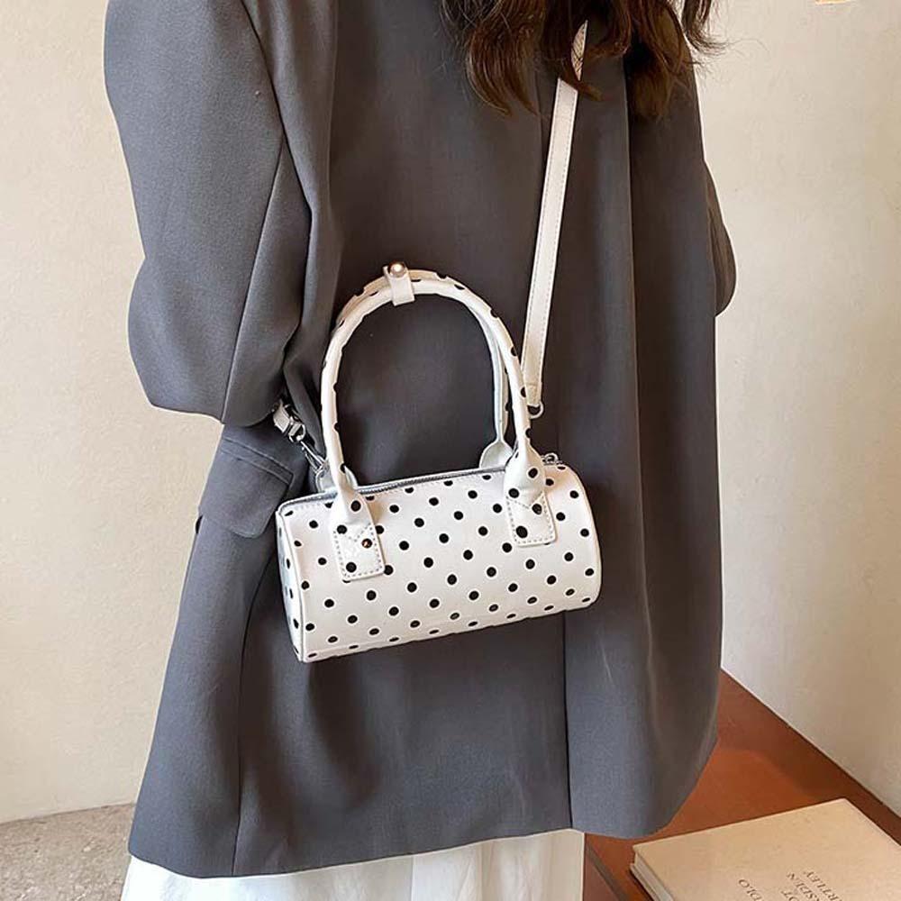 Корейский стиль сумка-цилиндр в горошек полиэстер ПУ на плечо сумка пикантной девушки сумочка вечеринка