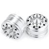 TRZX 2pcs Metal Front Wheel Hub Rims Upgrade Parts for Tamiya Tractor Trailer RC Car 1/14 (2pcs)