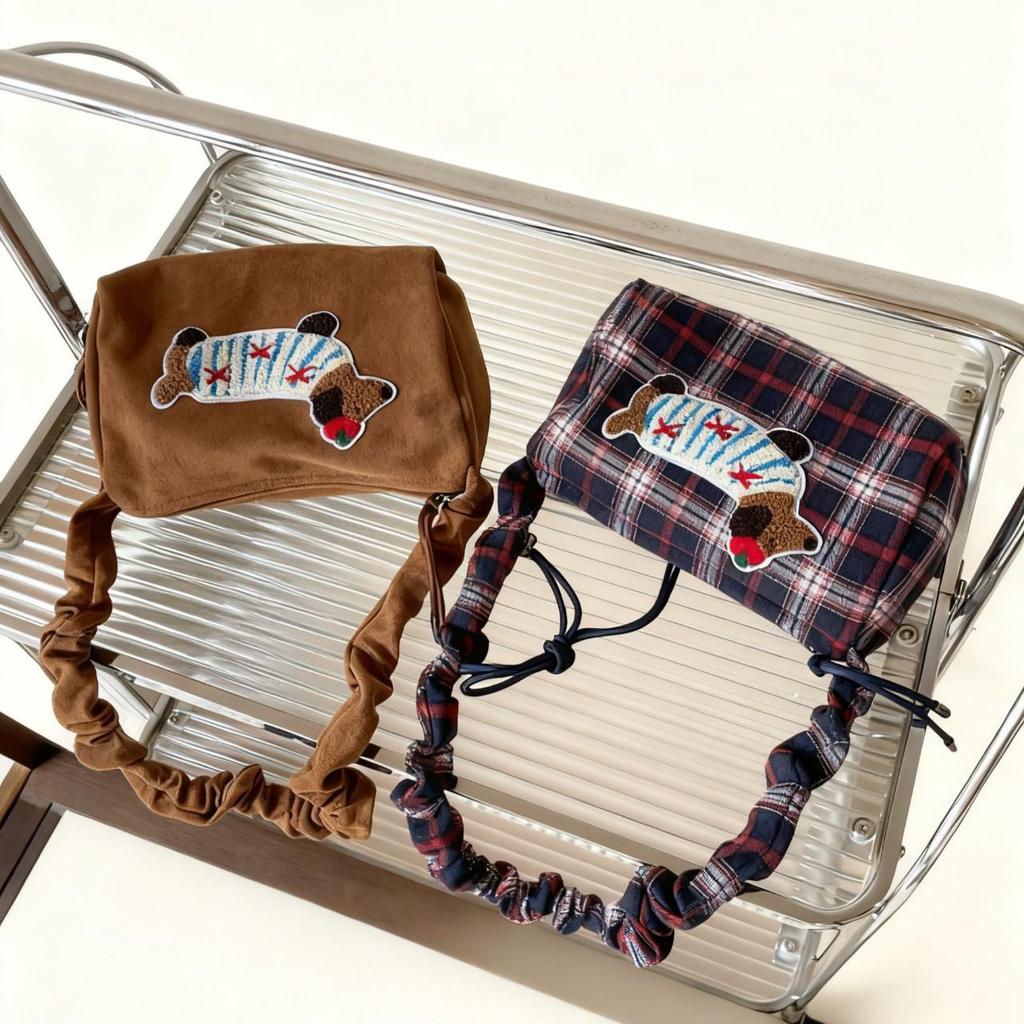 Милая мультяшная сумка-тоут из замши с таксой - 2025 Нишевая женская квадратная сумка под мышкой