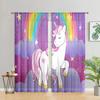 2 Pieces, Cute Rainbow Unicorn Curtains for Girls - Semi Blackout - Suitable for Living Room, Bedroom, Kitchen, Home Decoration