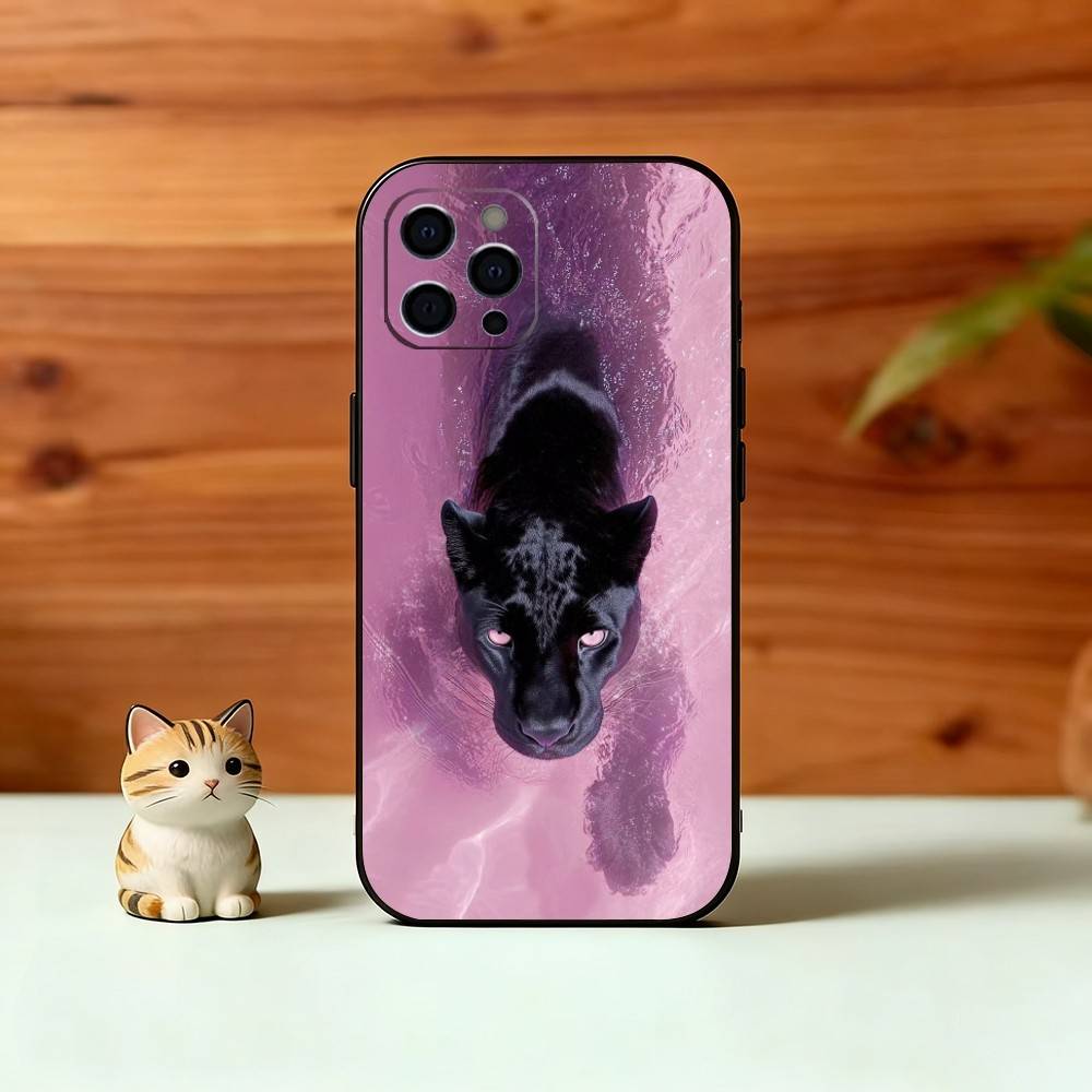 Чехол для телефона Черная пантера Силиконовый Мягкий Для IPhone 17 16 15 14 13 12 11 X XR Plus Pro Max Plus