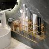 Gold S/M/L Iron Wall Mounted Hanging Shelf Toothbrush Cup Bathroom Storage Rack Punch Free Shower Hanging Storage Rack