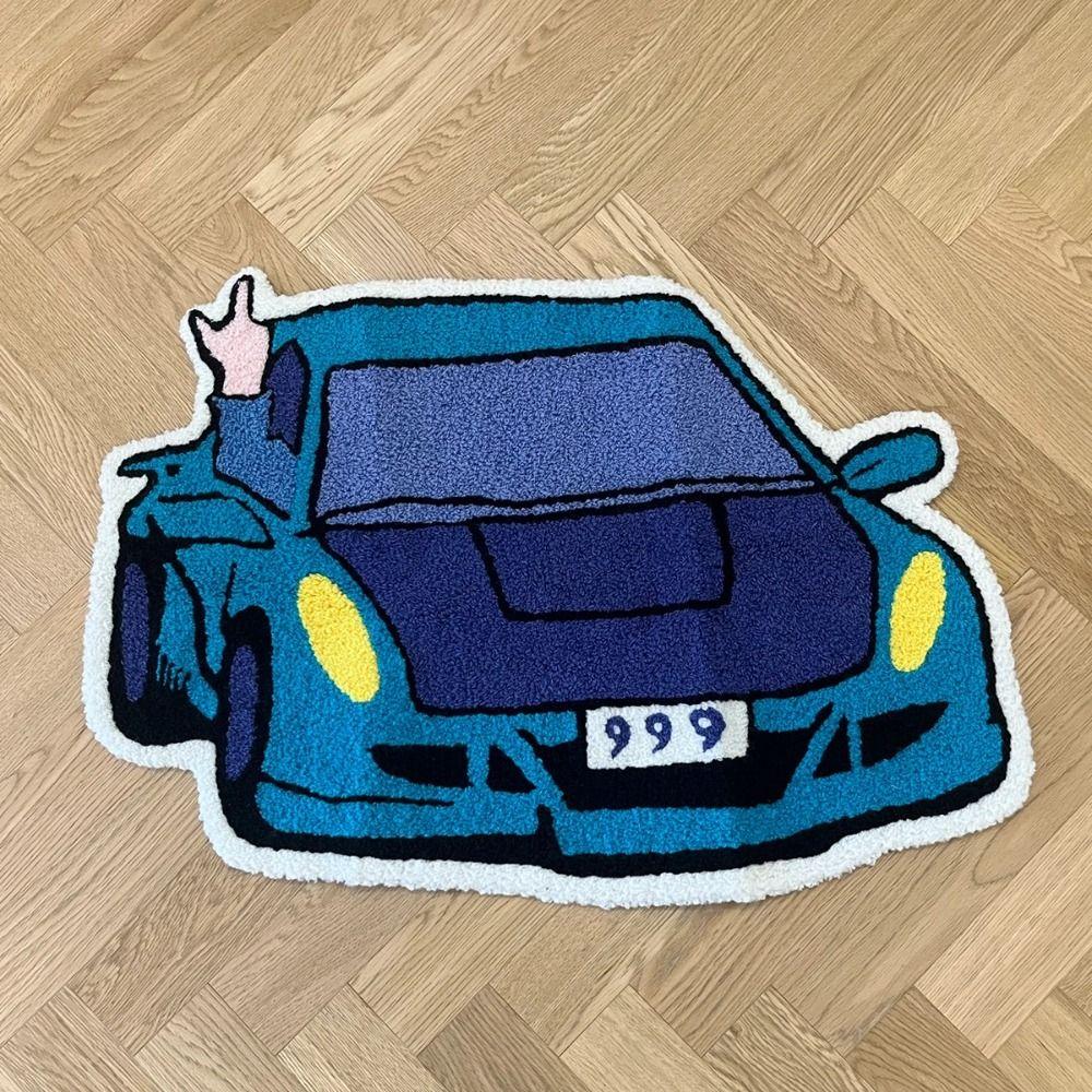 Embroidered Car Shape Rug Sports Racing Car Floor Mat Entrance Carpet Tufted Carpet Bathroom