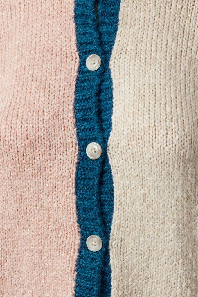 Женский кардиган Элегантный стиль Коричневый Мягкий Фактурный Колорблок Вязаный кардиган