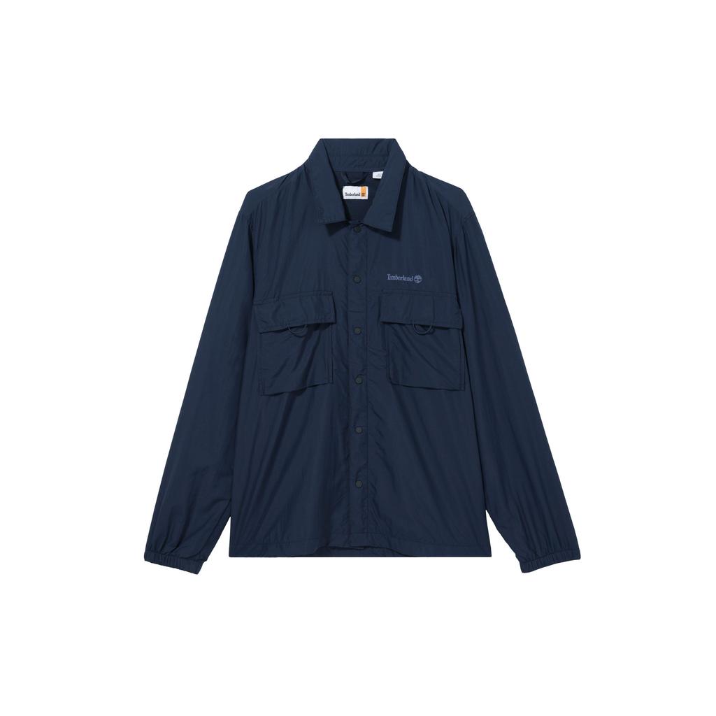 Timberland Solid Color Front Pocket Spliced Water-Resistant Loose Casual Breathable Long Sleeve Shirt Men Shirts Deep-Sapphire-Blue A2NFJ-433