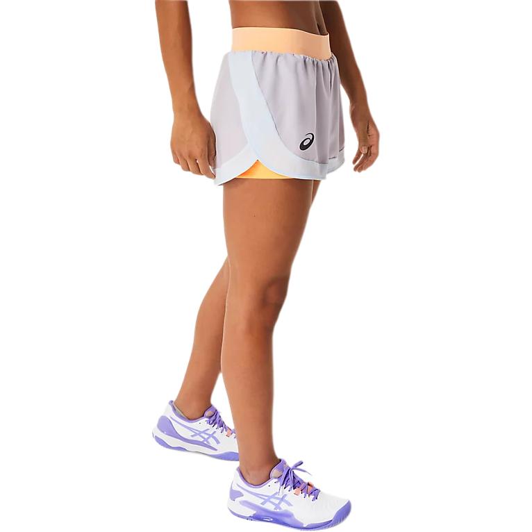 Asics Спортивные шорты «два в одном» с цветным принтом логотипа женские шорты светло-фиолетового оранжевого цвета 2042A253-503