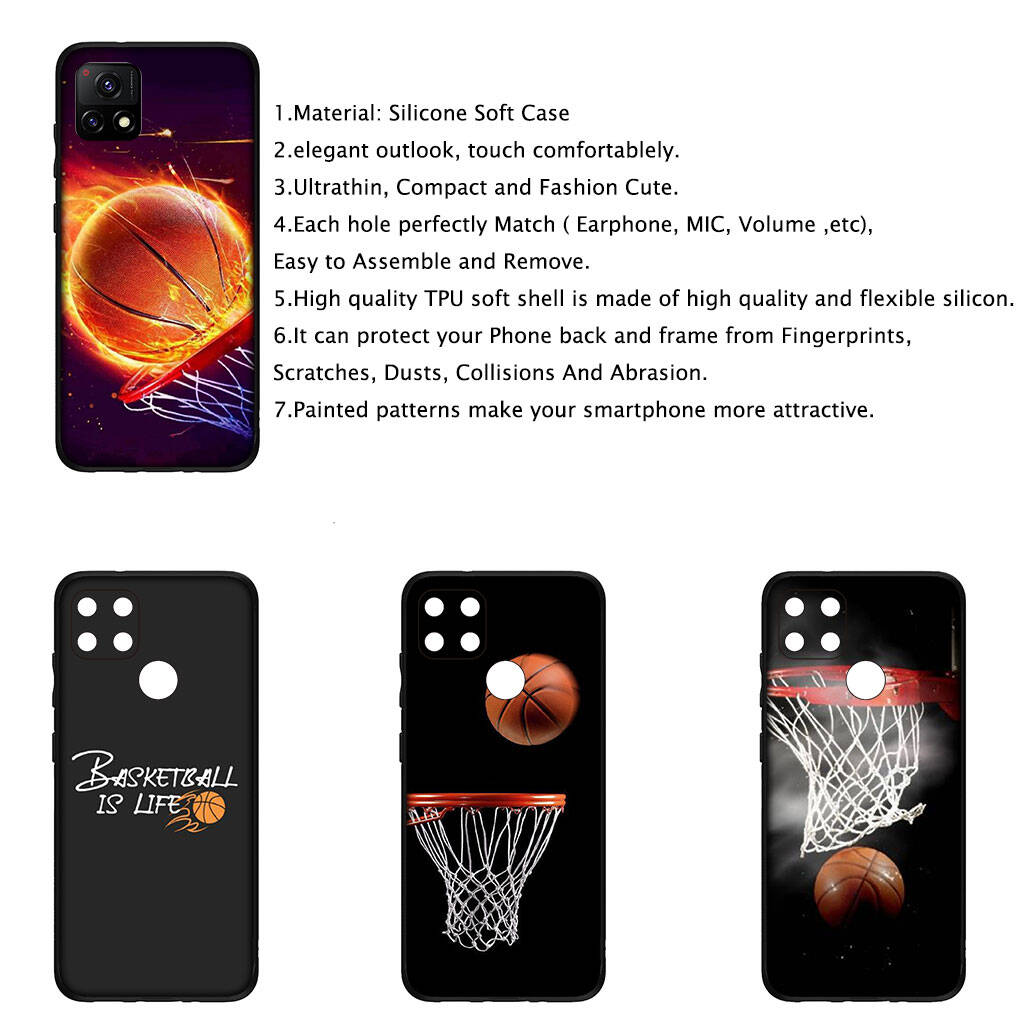 Чехол для iPhone 17 16 15 Xiaomi Poco Redmi Note 14 13 12 11 Pro Max 9 16e Samsung Galaxy S25 S24 S23 A05 A56OPPO Huawei Баскетбольный Спортивный Чехол для Телефона