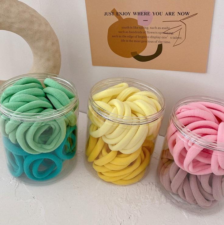 50pcs Gradient Color Seamless Candy Color Hair Band High Elasticity Leather Band Hair Rope Towel Ring Colorful Headband