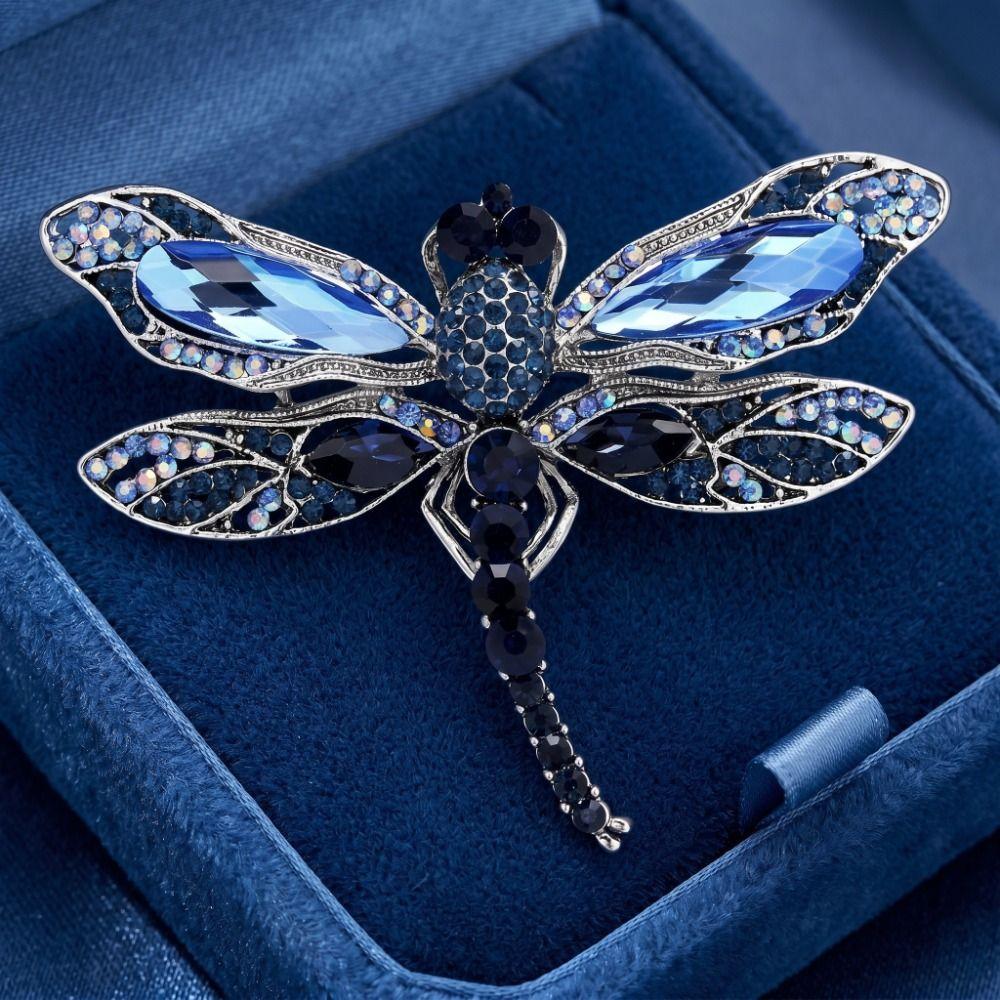 Elegant Rhinestone Brooch Zinc Zinc Alloy Women Brooches Gifts Crystal Dragonfly Badge Pin Blazer