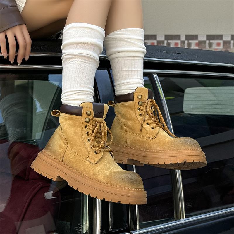 Осенние новые высокие повседневные ботинки большого желтого цвета с английскими ботинками Martin 2501-R