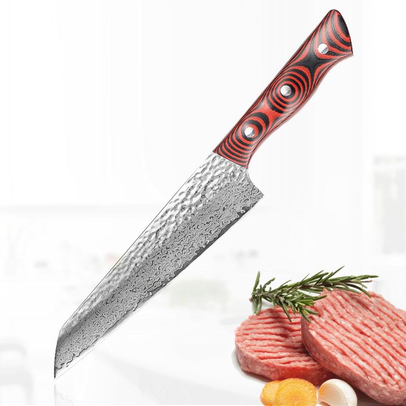 Нож шеф-повара из дамасской стали с ручкой G10, кухонный нож, Кливер, резак для нарезки ломтиками, японские ножи для суши, рыбы