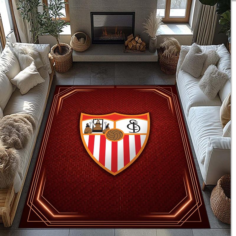 Sevilla FC Soccer Football Pattern Soft Area Rug Non Slip Indoor Floor Carpet Sports Decor Mat for Bedroom