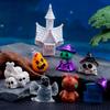 1Pcs Halloween Ornament Micro Landscape Decoration Accessories Wizard Ghost Pumpkin Rabbit Bat Tree Magic House Resin Ornaments