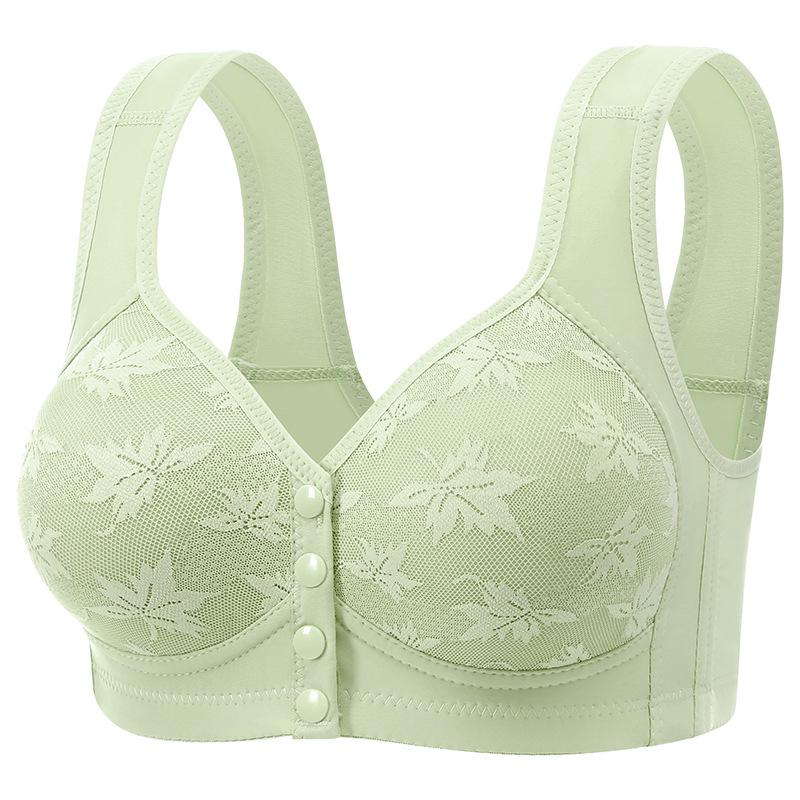 Women's Soft Cotton Front Buckle Wireless Vest Bra - Plus Size, Breathable, Comfortable, Thin Cup, Floral