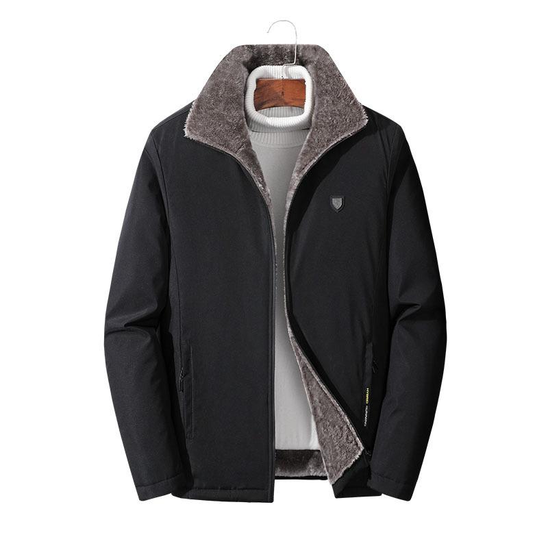 Winter Cotton-padded Jacket for Men, Middle-aged and Aged Lamb Velvet Coat, Plus Velvet and Thickened Cotton-padded Jacket