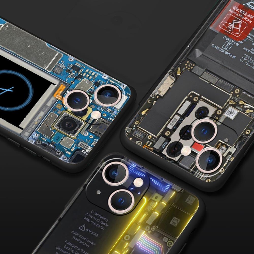Чехол-накладка с рисунком печатной платы для iPhone 17 16 15 14 13 12 11 Pro Max 17 Air Plus Ударопрочный Мягкий ТПУ Чехол Fundas