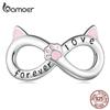 BAMOER из стерлингового серебра 925 пробы, милый розовый кот и бесконечный символ, бусина для женщин, браслет и браслет, ювелирные изделия своими руками