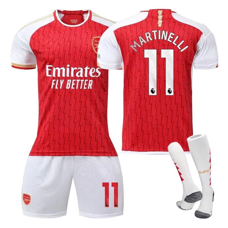 2023-24 Arsenal Home 7 Saka 8 Elneny 9 Jesus 11 Martinelli Football Jersey Sports Apparel For Kids