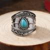 Кольцо унисекс из искусственной бирюзы, широкое, в стиле ретро, этническое, изогнутое, ручной работы, полированное, сплав, для вечеринок, повседневной носки, для взрослых, ювелирные украшения на палец