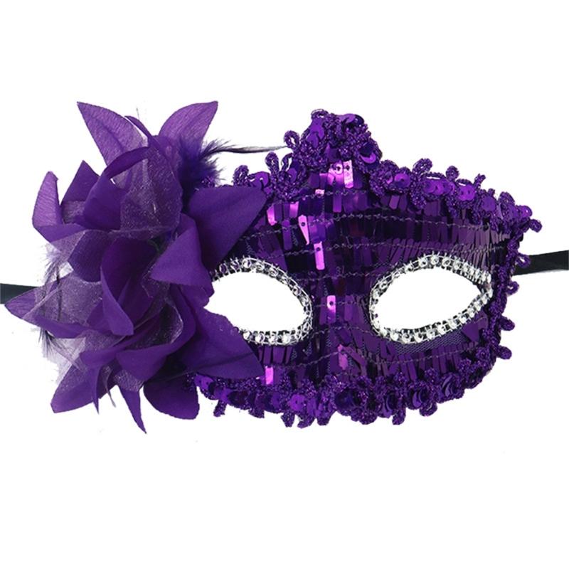 Маска на Хэллоуин, Венецианская маскарадная маска Цветочные блестки Маска для глаз, Маскарадная маска на пол-лица для карнавалов, Балов, Вечеринок