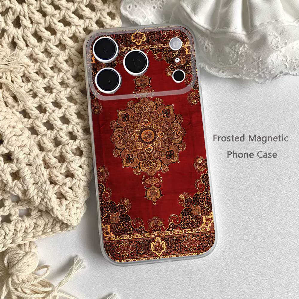 ВИНТАЖНЫЙ ПЕРСИДСКИЙ УЗОР Ковер Для iPhone 11,12,13,14,15,17,16,Pro,Plus,E,Max,Air,Mini Прозрачный Магнитный Матовый Чехол