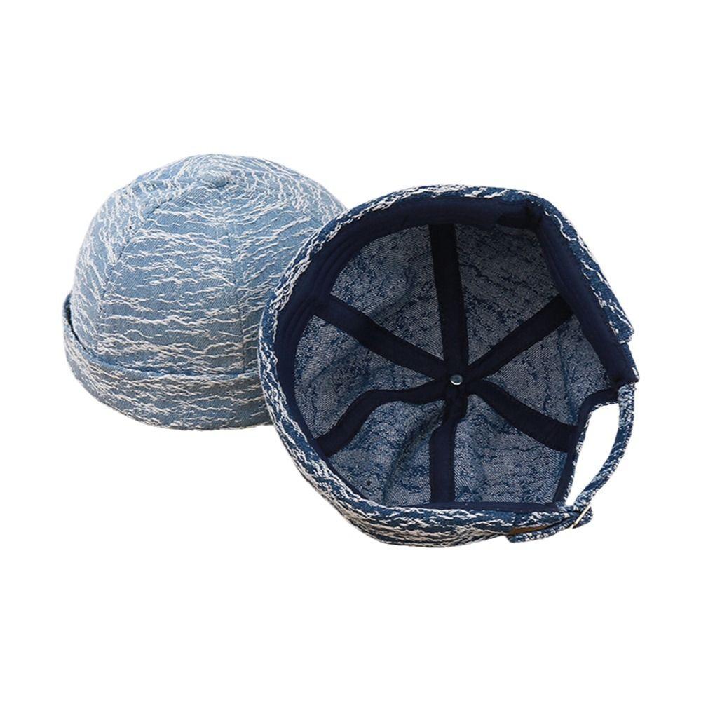 Rolled Cuff Brimless Skullcap Washed Cotton Sailor Hat Fashion Melon Cap Hip Hop Outfits