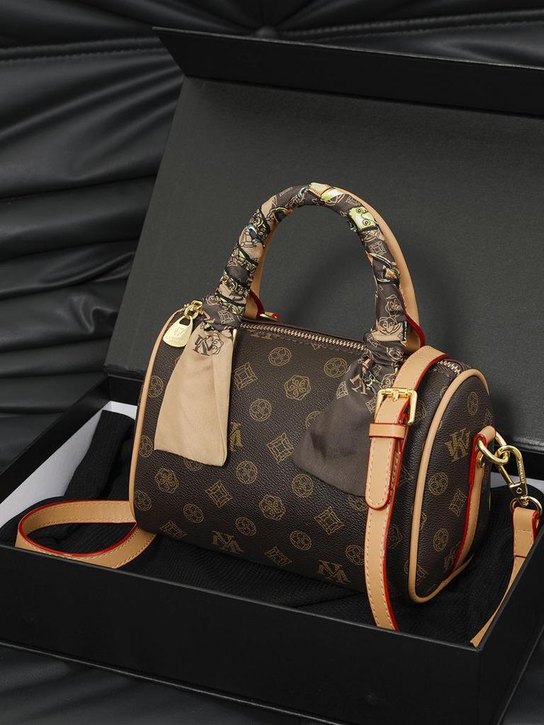 Vintage European & American Monogram Boston Pillow Bag – Women’s Handbag, Shoulder or Crossbody Style