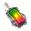 Bi-Color Tourmaline Handmade 925 Sterling Silver Jewelry Pendant 2.60" d1V51
