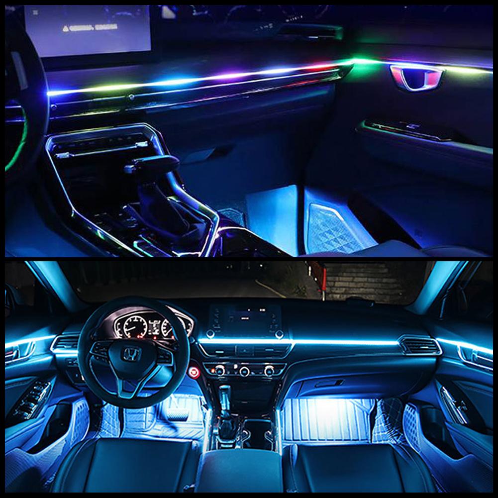 140/55,1 дюйма Универсальная автомобильная RGB-лампа атмосферы Светодиодные окружающие огни USB-приложение Пульт дистанционного управления Неоновая светодиодная лента Декор автомобиля