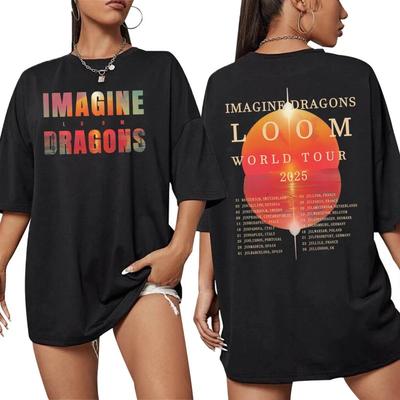 Imagine Dragons Тур Loom 2026 Женская Мужская Летняя Футболка Оверсайз Рубашка Мода для Девочек Y2K Женская Хлопковая Футболка Уличная Одежда