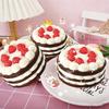 Kawaii Simulation Strawberry Birthday Cake Pressable Toy Soft Pressure Toy Food-Related Cake Press Toy For Kids