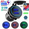Dual QC 3.0 Dual USB Fast Car Charger Socket 12V/24V Waterproof with Switch Auto Car Quckly Charge Adapter Power Outlet