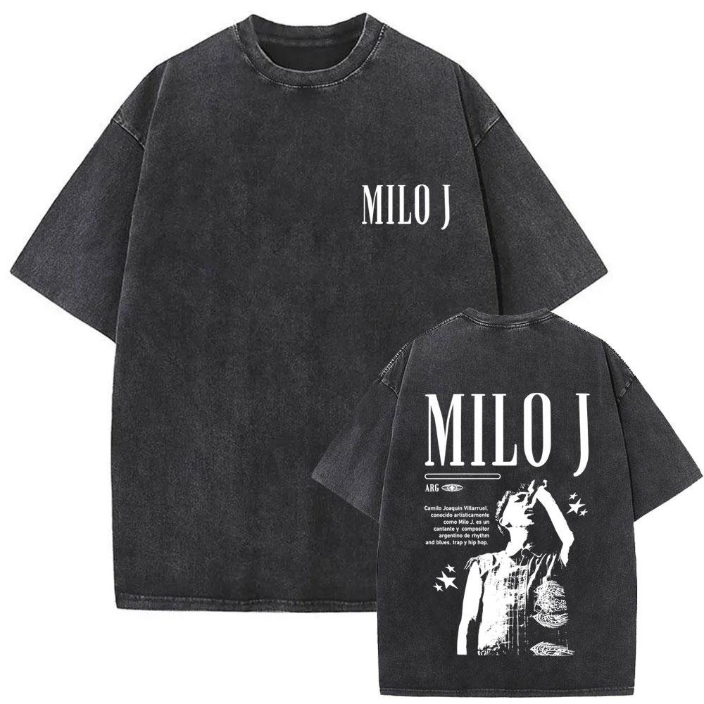 Washed Vintage Rapper Milo J La Vida Era Mas Corta Album Graphic Tshirt Men Women Hip Hop Fashion Pop Music T Shirts Streetwear