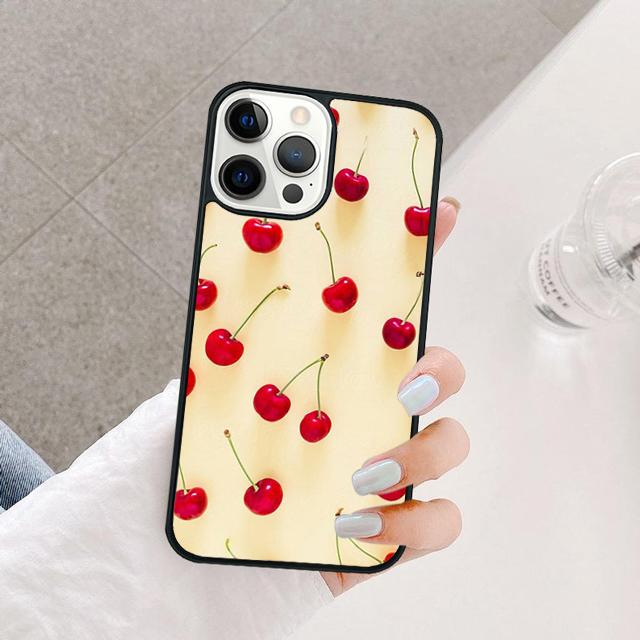 Чехол для телефона с рисунком красной вишни и фруктов Для iPhone 17 Air 15 16 14 13 12 Pro Max 11 Pro Max Plus Coque Shell