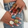 Korean Colorful Acrylic Rings Vintage Round Rings for Women Big Kpop Finger Ring Punk Resin Knuckle Joint Ring Aesthetic Jewelry