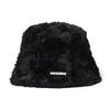 Lamb Wool Fisherman Cap Plush Basin Sun Cap Outdoor Plush Bucket Hat  for Women
