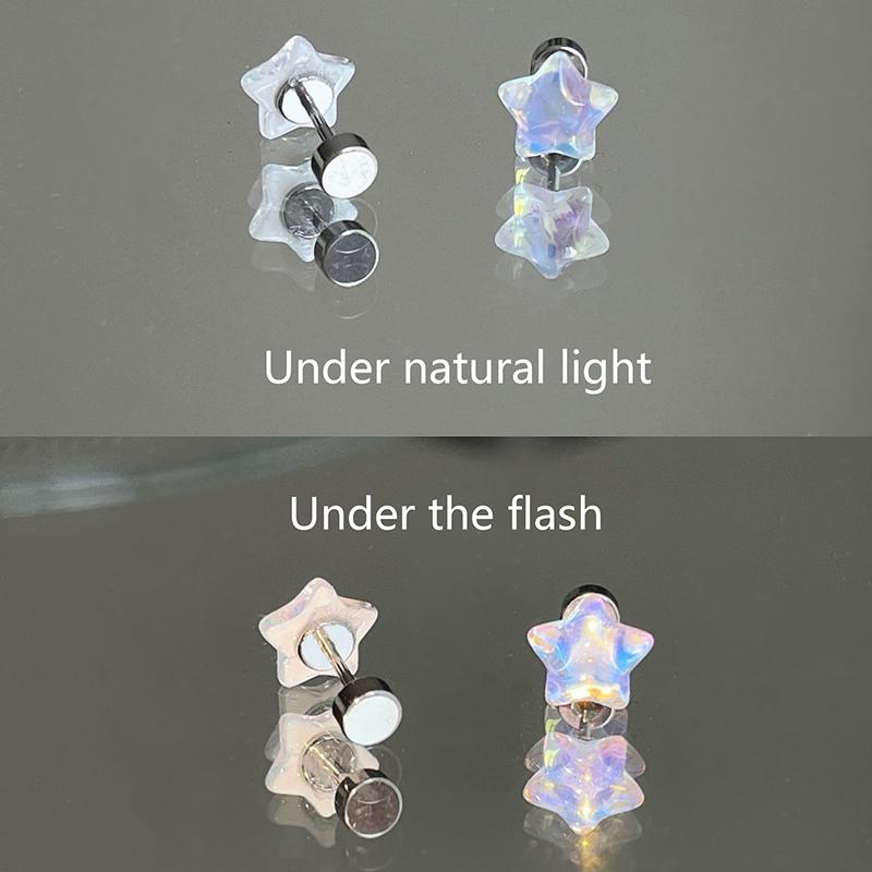 Shiny Resin Pentagram Star Piercings Lip Rings Stainless Steel Ear Bone Nail Earrings For Women Cute Sweet Piercing Body Jewelry