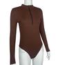 2023 Сексуальный облегающий боди с длинным рукавом и молнией в рубчик