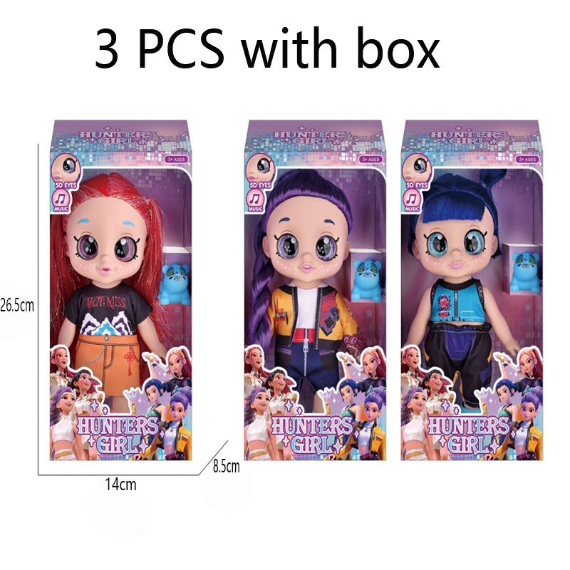 Hot Demon Hunters Fashion Doll with Purple Braids Interactive Music Doll with 5D Eyes Pet Toy Perfect Play Set Gifts for Childs