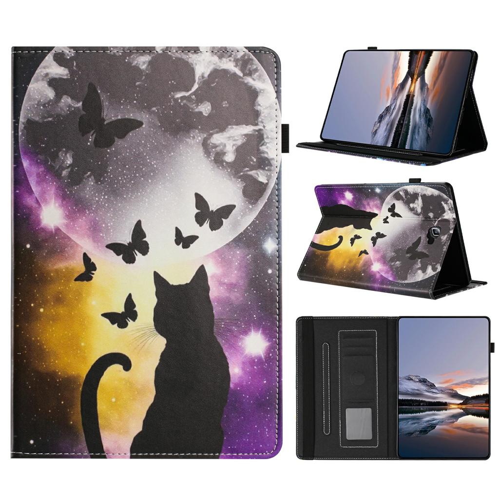 Litchi Grain Painting Leather Case for Samsung Galaxy Tab A 10.1 (2016) T580 T585 Card Slot Tablet Cover with Auto Wake/Sleep