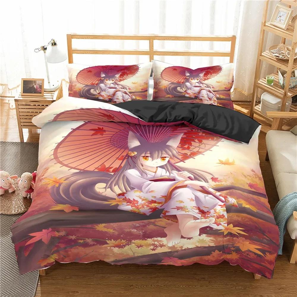 Lovely Anime Girl 3D Duvet Cover Bedding Set Comforter Linen Pillowcases Home Decor Single Double Twin King Queen